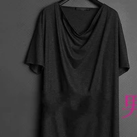 mens t shirt south korean summer fashion large size short sleeve t shirt mens draped neck swallowtail oblique yamamoto style