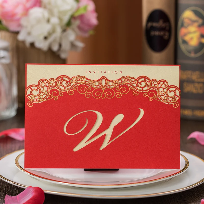 1 комплект свадебные пригласительные открытки в виде Красной самплефлоры