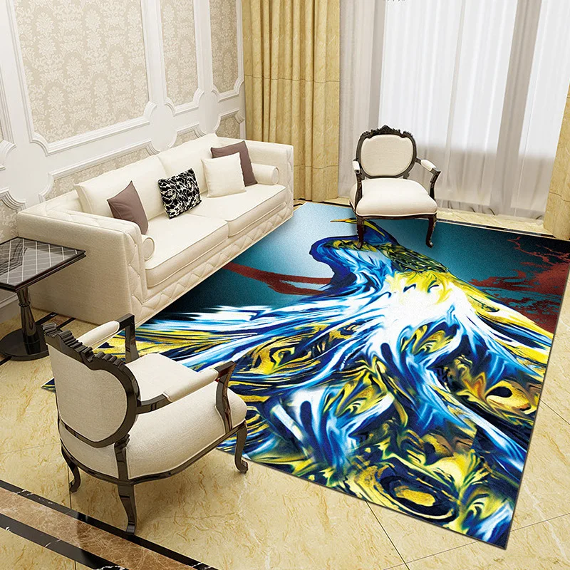

Peacock Carpet 3D Printed Carpet Square Anti-Skid Area Floor Mat Rug Non-slip Mat Dining Room Living Soft Carpet Style-1