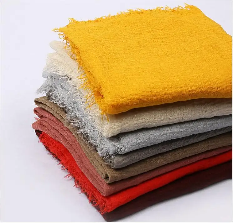 Женский хлопковый шарф из пузырчатой ткани мятый мусульманский хиджаб с