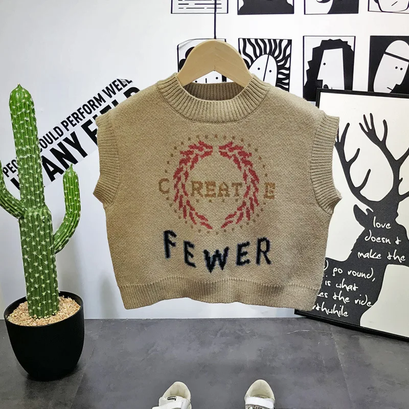 Детская одежда на Рождество повседневный вязаный жилет для мальчиков + рубашка