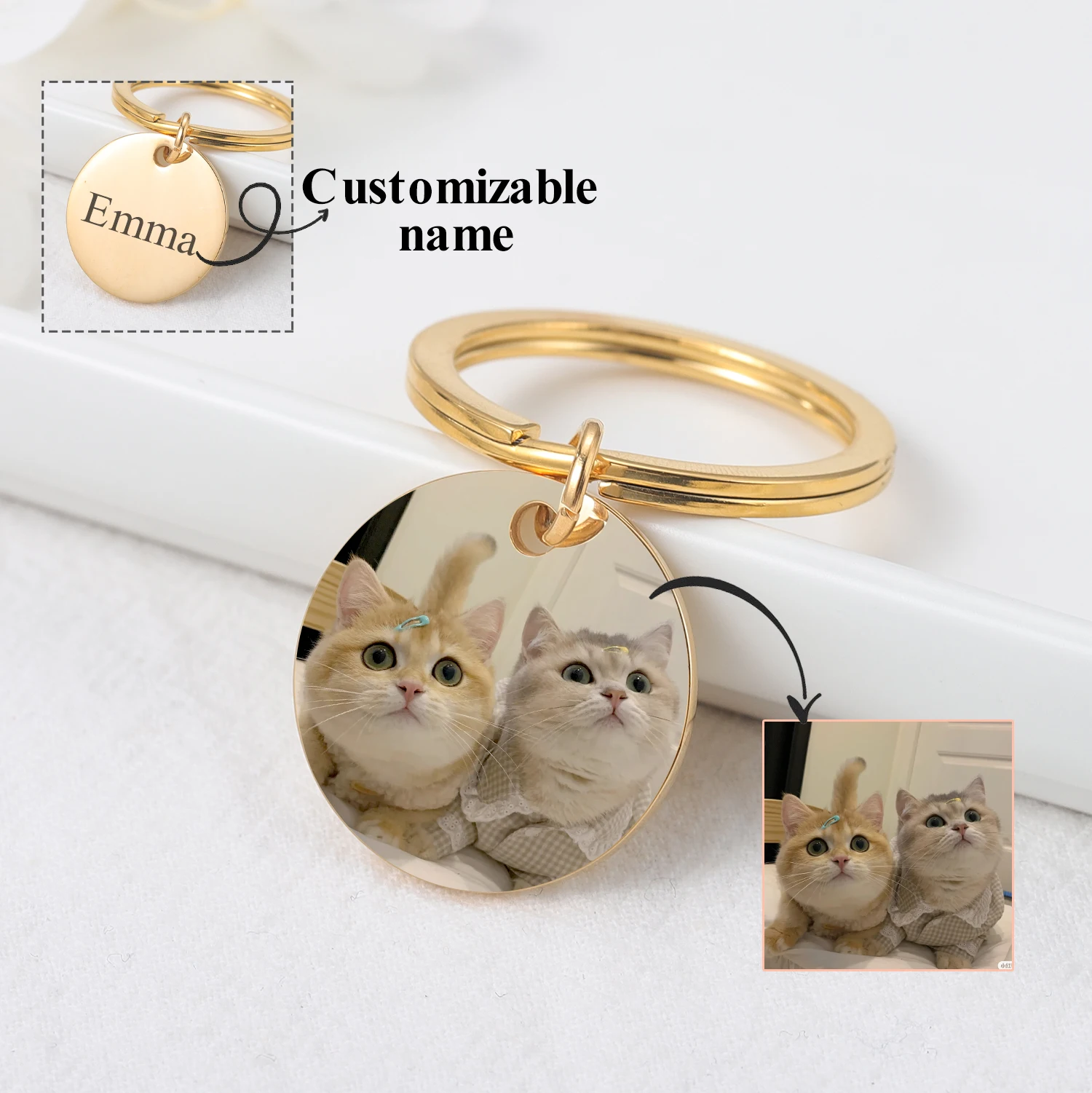 

MYDIY Custom Keychain Picture Keyring Dog Photo Keychain Pet Personalized Custom Photo Keychain Memorial Gift For Pet Lover Gift