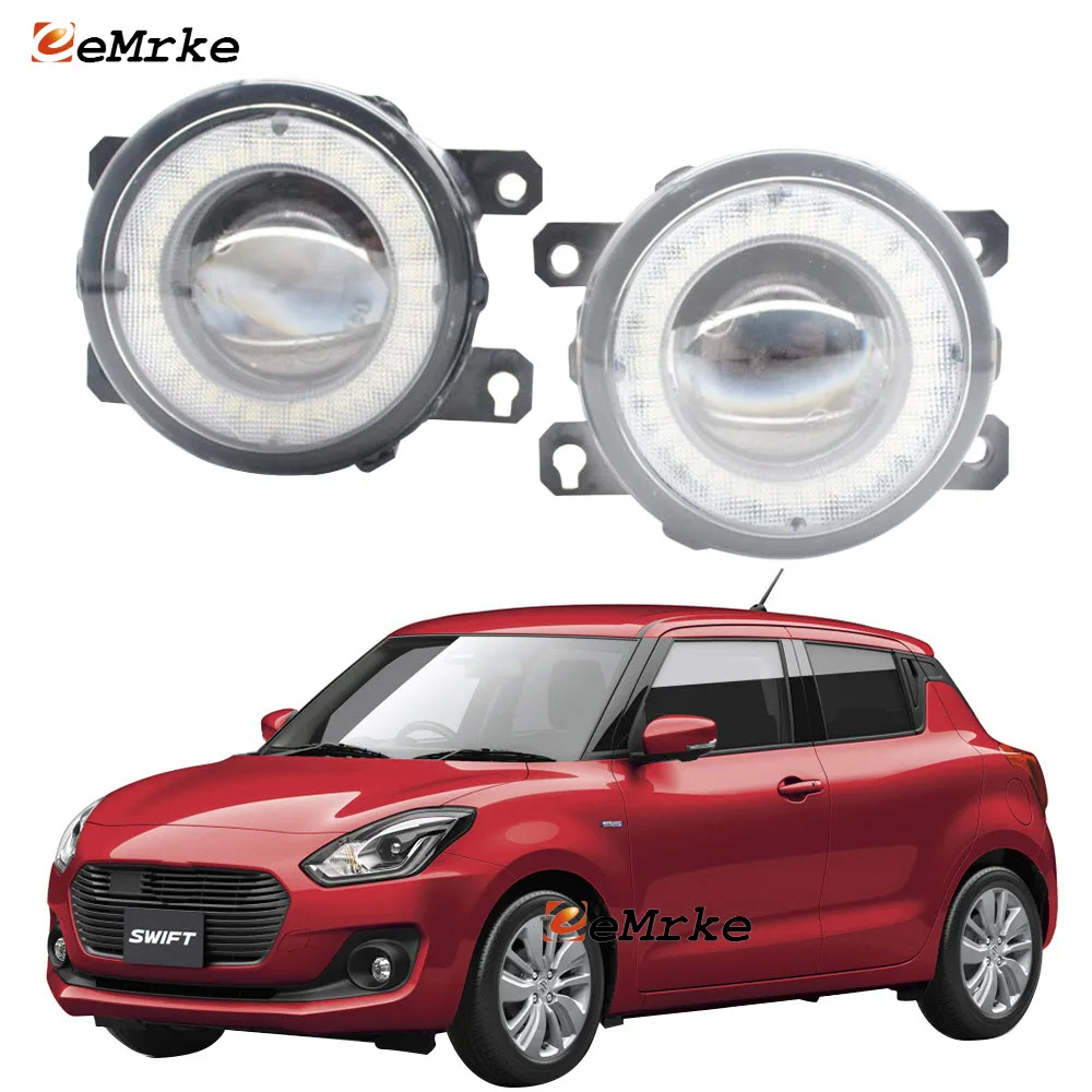 2 Pieces Car LED Lens Fog Lights Assembly Angel Eye DRL Daytime Runinng Light Lamp for Suzuki Swift 2017 2018 2019 2020 2021