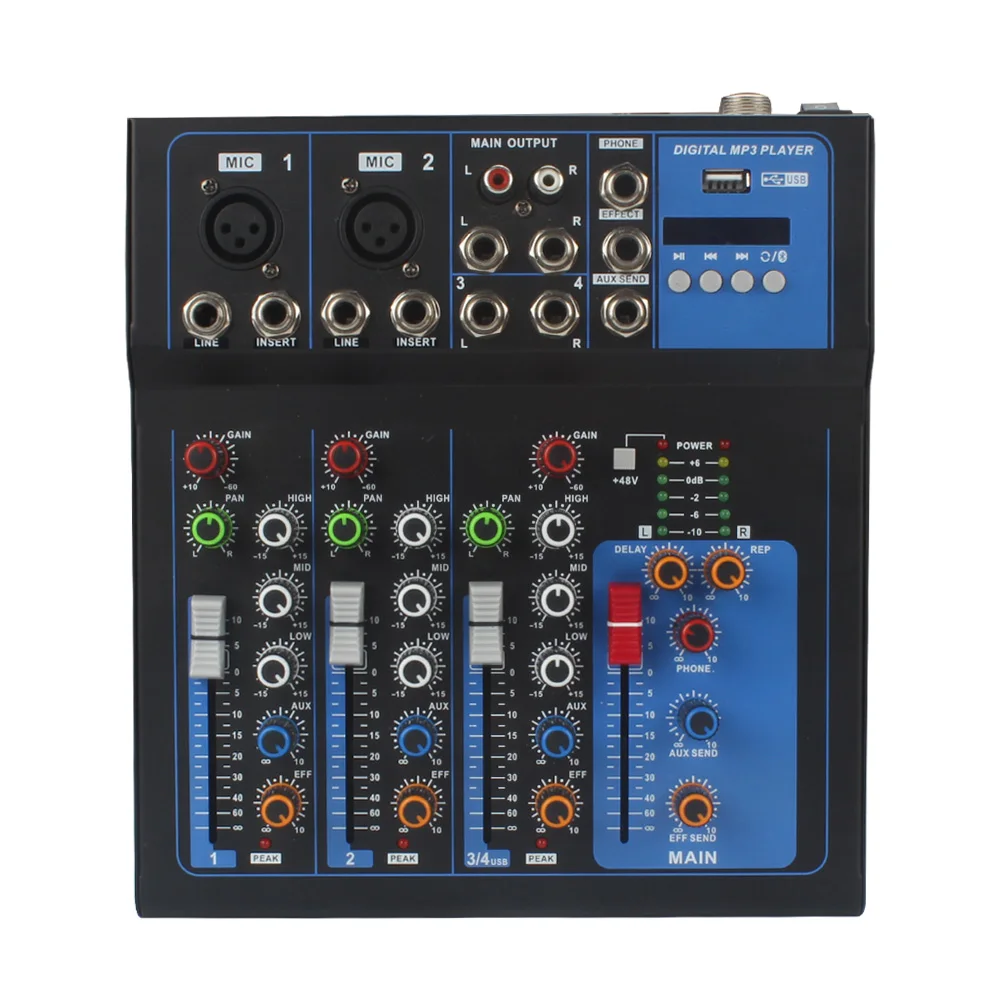 JAYETE 4-канальная звуковая микшерная консоль профессиональная мини-USB аудио с Bluetooth