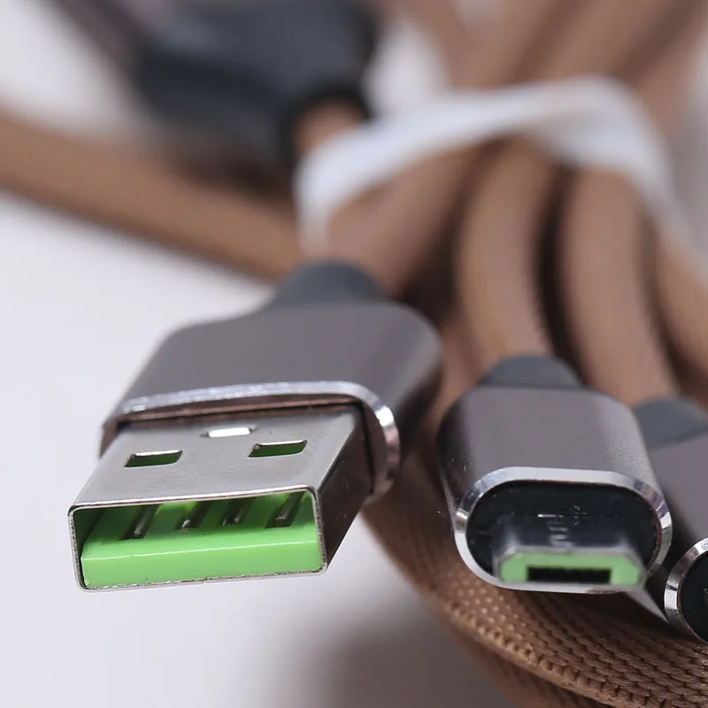 Новый плетеный тканевый зарядный кабель три в одном для цифровых кабелей Micro USB/Type