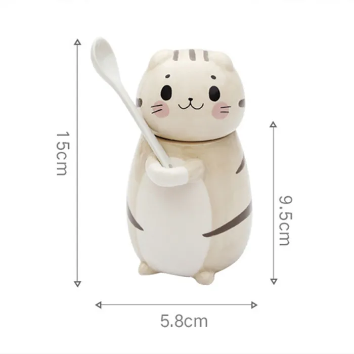 

New Cute Cat Ceramics Coffee Mug With Spoon Creative Hand Painted Drinkware Milk Tea Cups Novelty Gifts