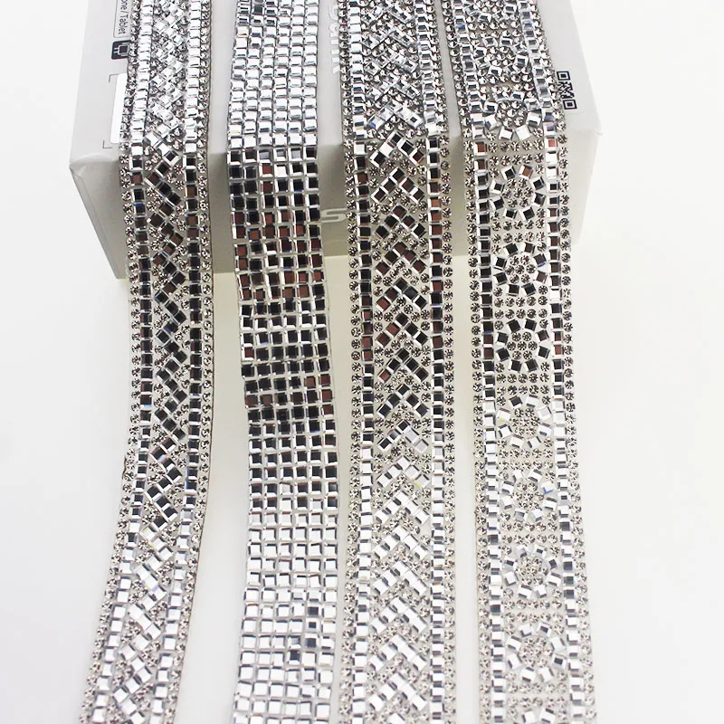 1 ярд железо Стразы Лента серебряная горячая фиксация Кристалл Кружева отделка