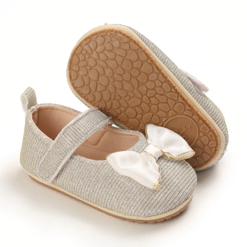 

Infant Newborn Baby Girls Spring Summer Autumn Flats Glitter Bowknot Princess Dress Shoes No-Slip First Walkers 0-18M