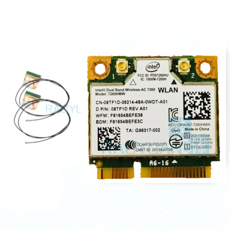 7260AC and Cable AC карта для intel Двухдиапазонная Беспроводная-AC7260 7260HMW 7260AC 7260HMWAC 867 Мбит/с+ Bluetooth 4,0 Половина мини PCI-e беспроводная wifi карта - Цвет: 7260AC and Cable