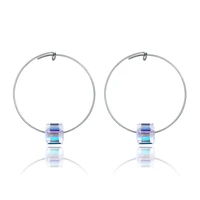 zemior s925 sterling silver earrings for women colorful austria crystal geometric square hoop earring classic party jewelry