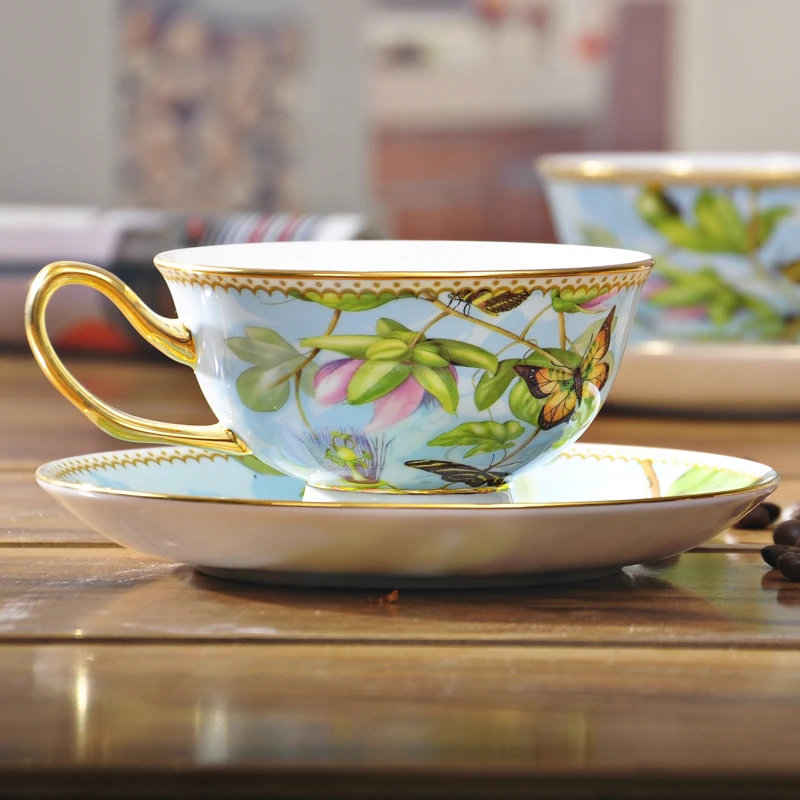 

Luxury Nordic Cup High Quality Handmade Ceramics Saucer Set Coffee Gold Rim Utensil Cup Tazas Cafe Kitchen Drinkware DB60BD