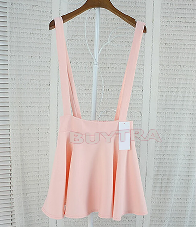 

Girl Candy Color Waist Suspender Skirt Pastel Skater Flared Pleated Mini Dress
