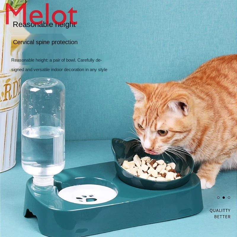 

Cat Bowl Double Bowl Dog Basin Dog Bowl Automatic Drinking Water Food Basin Cat Water Bowl Anti-Tumble Rice Basin Pet Supplies