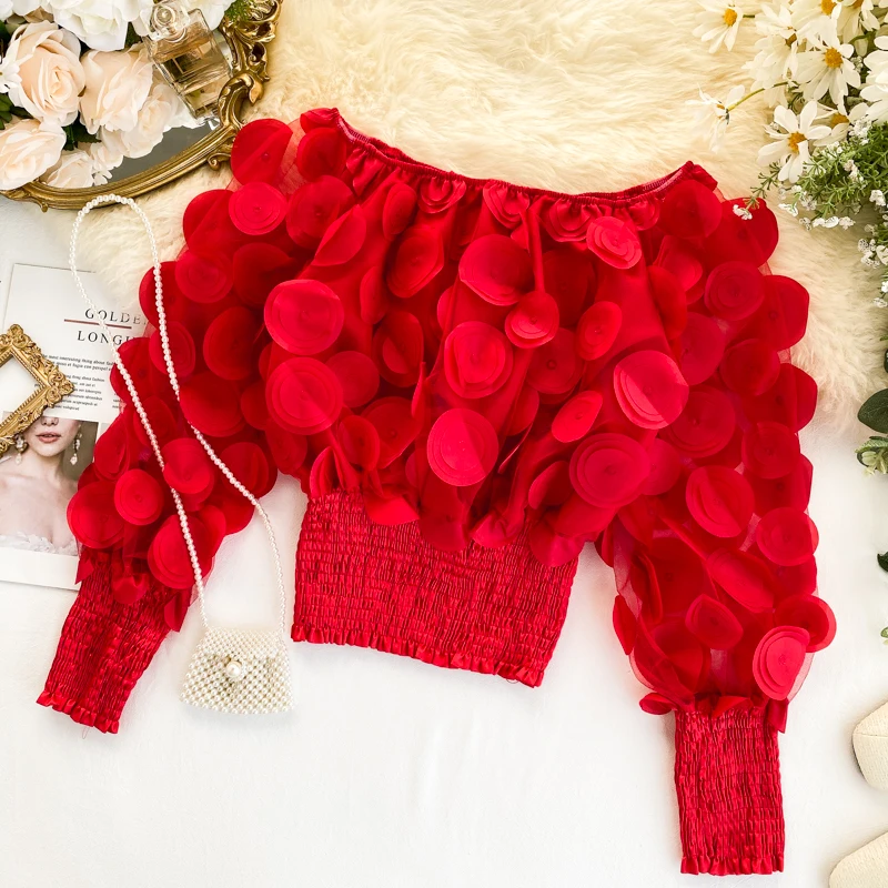 Женская блузка с цветочным узором элегантный розовый топ открытыми плечами