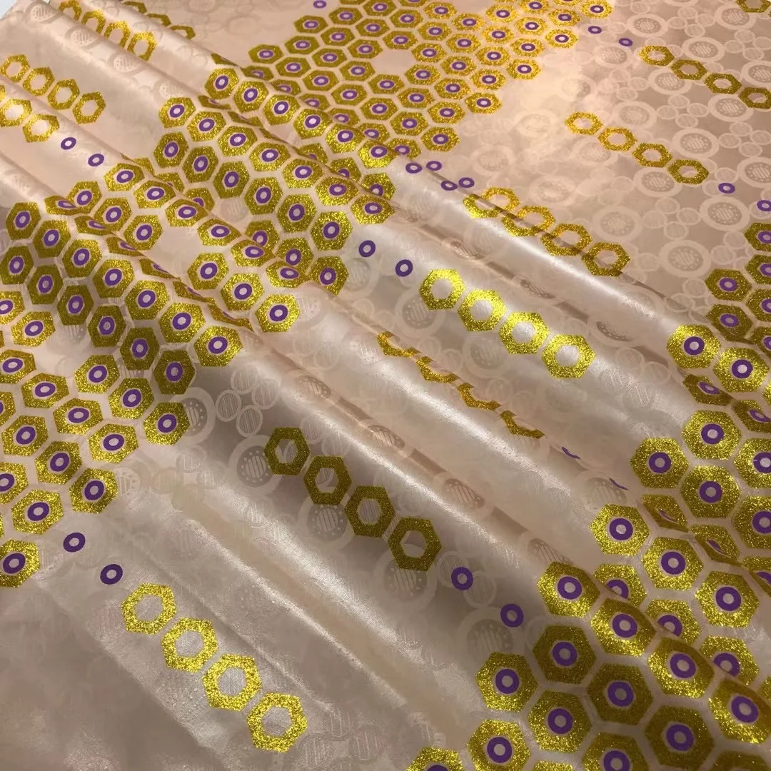 Новый узор! 5 ярдов сохраняющая блеск африканская богатая ткань зеленая