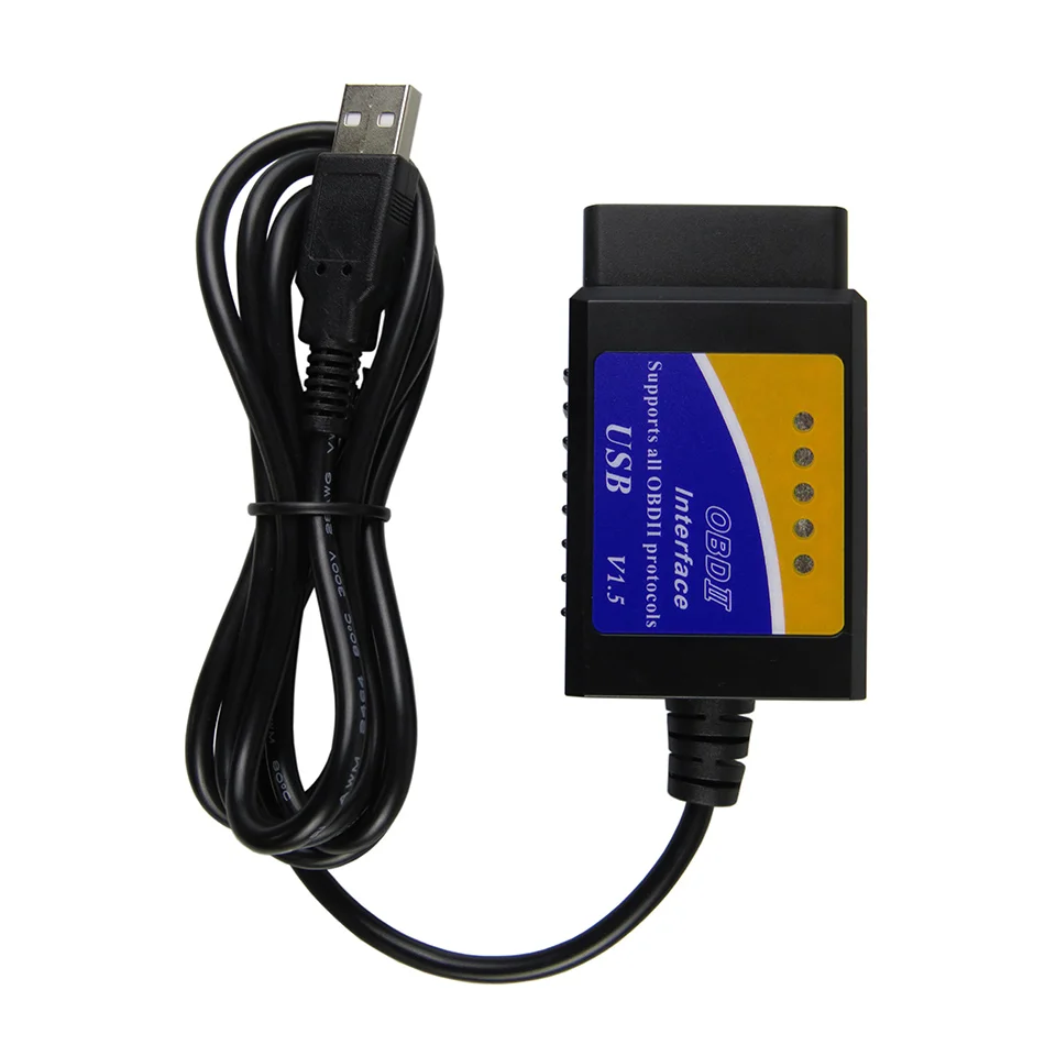 Диагностический сканер ELM327 с USB интерфейсом OBD2 V1.5 ELM 327 в 1 5 OBD 2 автоматический - Фото №1