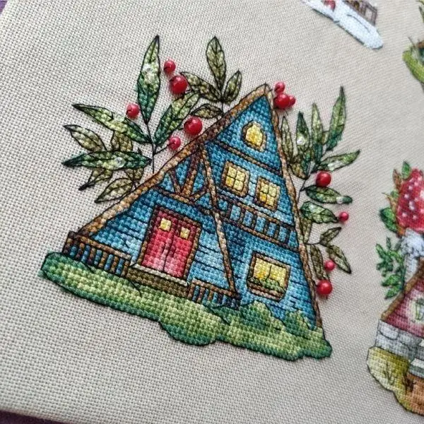 

Летний Набор для вышивки крестиком «синий дом», 22-22 дюйма