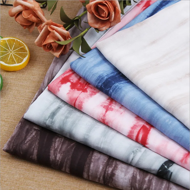 Хлопчатобумажная ткань Ramie для окрашивания галстуком тонкая юбка водопад штаны