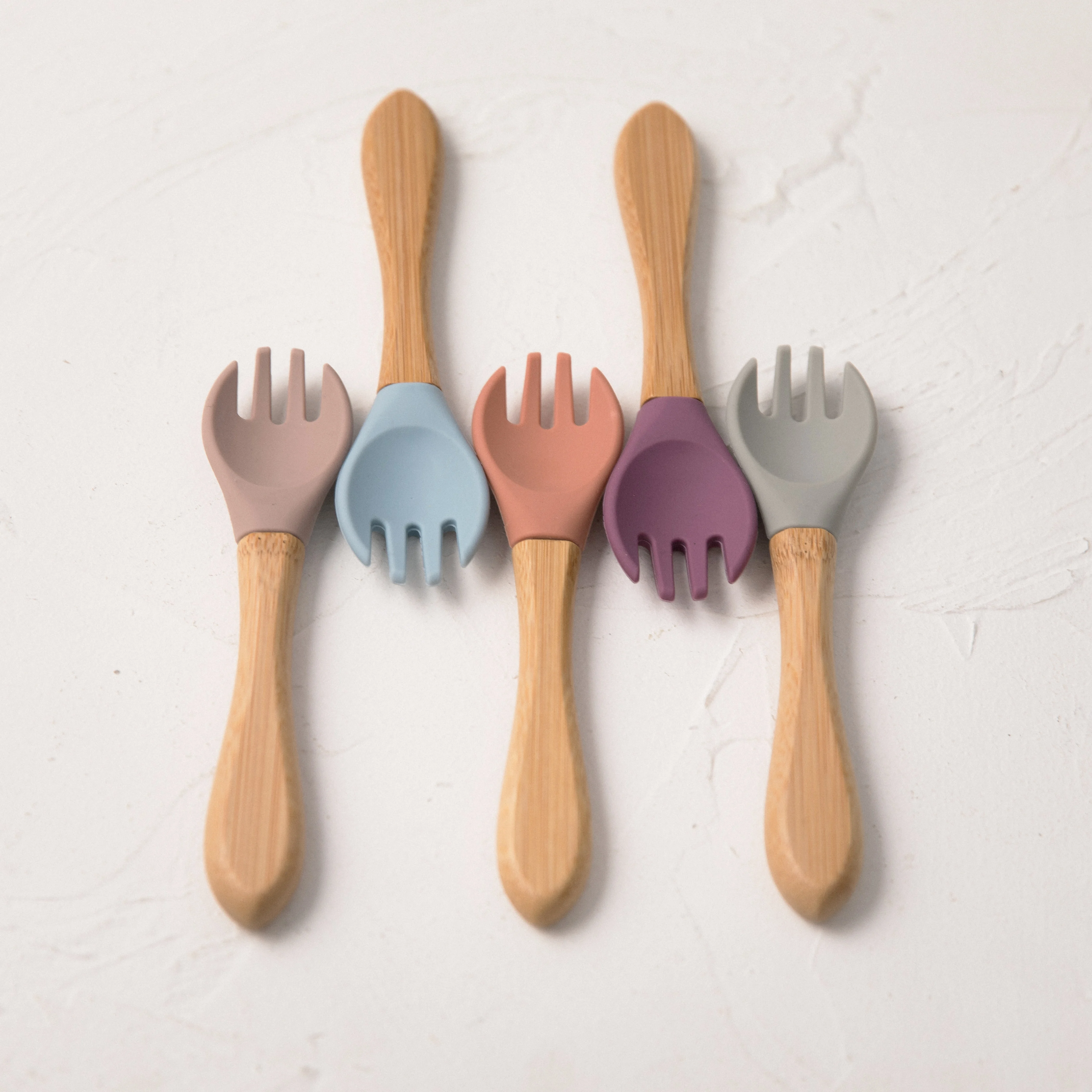 100% пищевая вилка из бамбука для детей силиконовая деревянная ложка кормления