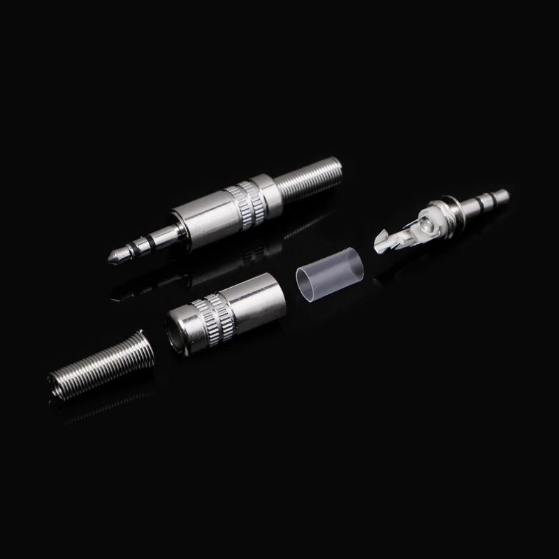 

5 Pcs Metal 3.5mm 2 Ring 3P Stereo Jack Plug Cable Solder Adapter Terminal w/Spring P82A