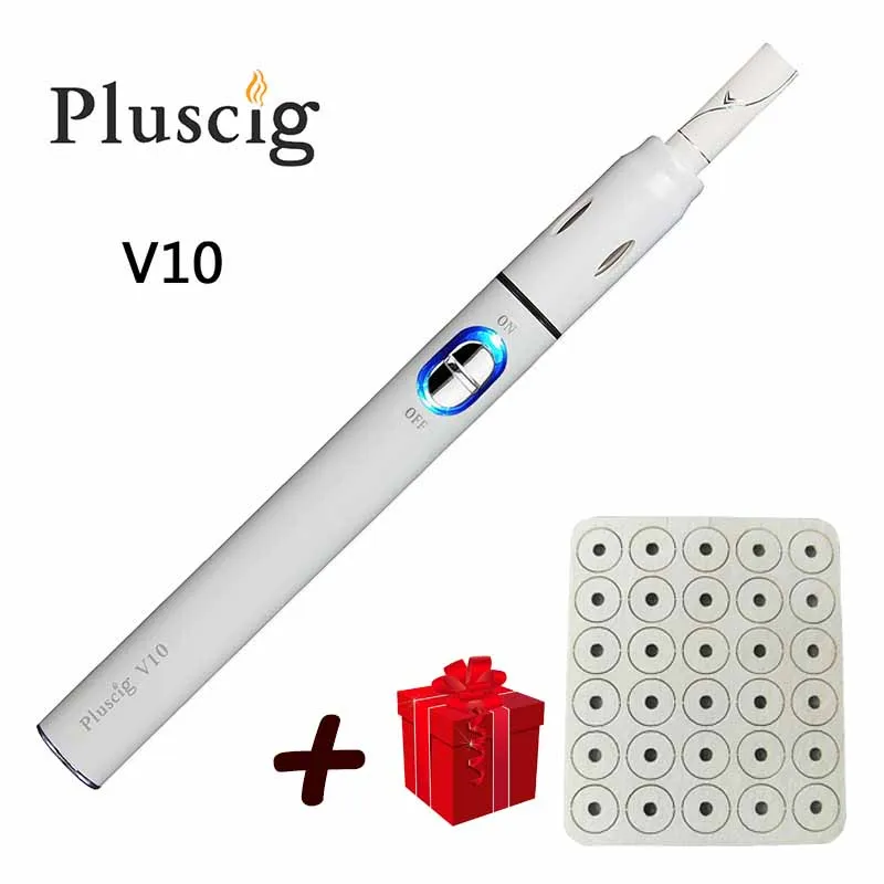 Электронная сигарета Pluscig V10 заряжаемый набор ручек для электронных сигарет 900 мАч 15 непрерывный дым один клик управление завод последние - Цвет: Белый