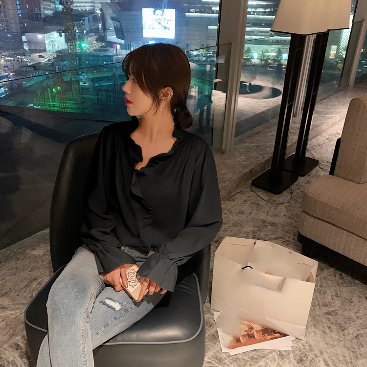 Женская блузка с оборками Colorfaith модная однобортная Повседневная рубашка