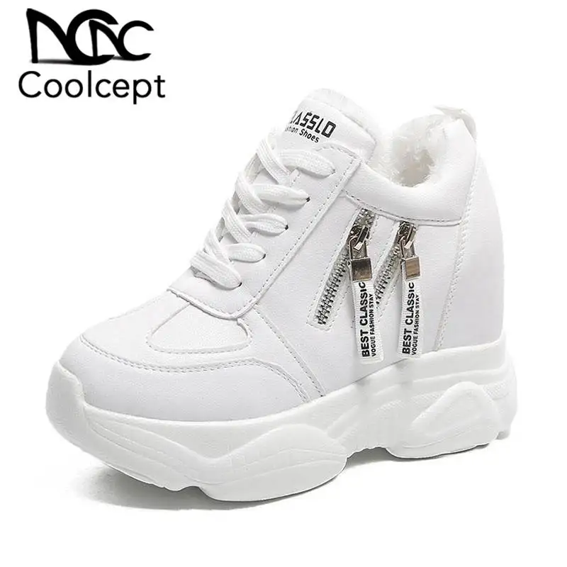 Coolcept/женские кроссовки зимняя обувь на танкетке с Плюшевым Мехом женская модная
