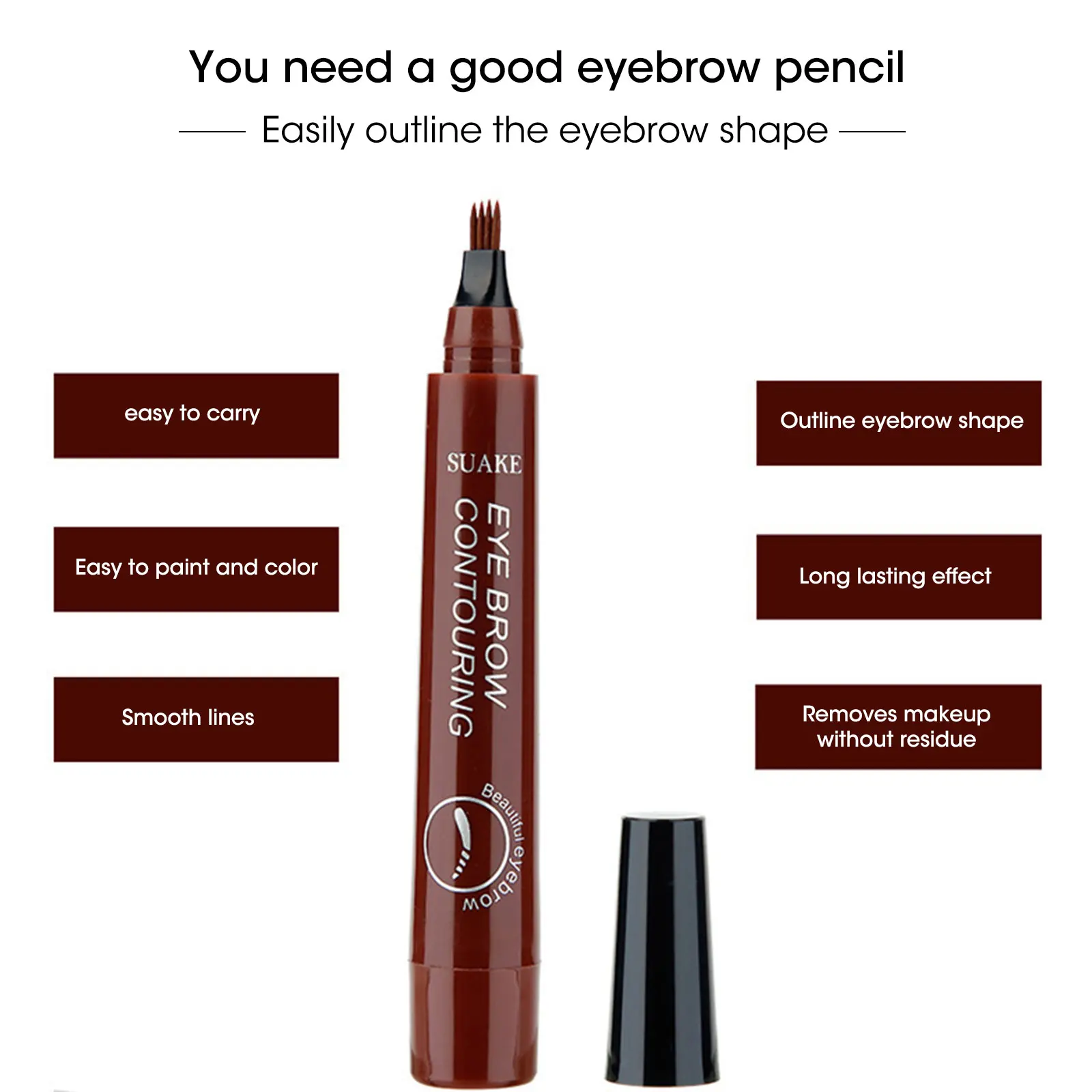 Eyebrow Tint Tattoo Pen 4 Fork Tip Waterproof Pencil Long Lasting Makeup Natural Liquid Brow | Красота и здоровье