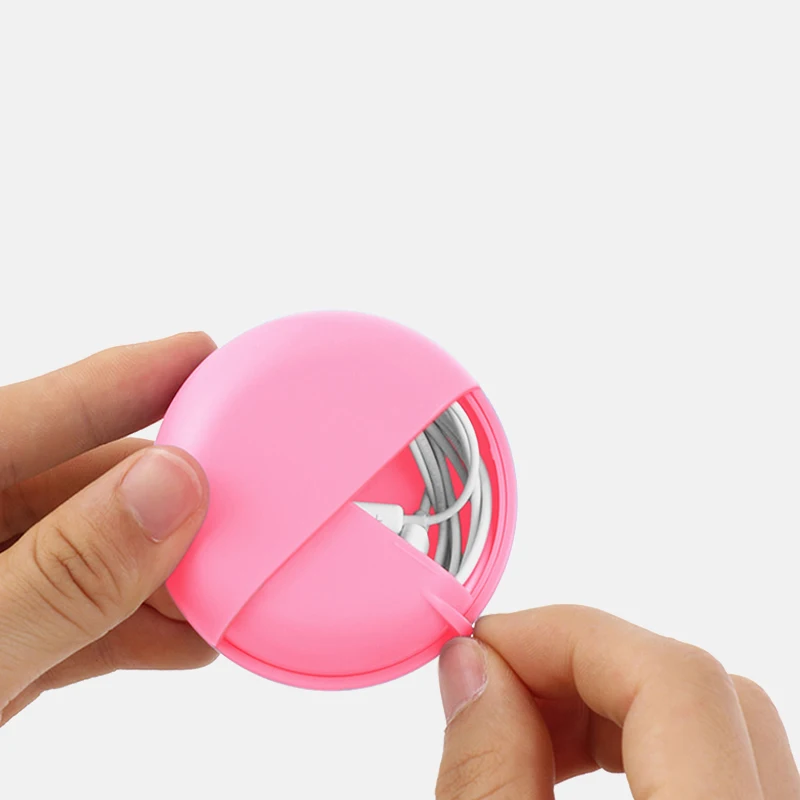 

Round Earphone Wire Box Organizer Data Line Cables Storage Case Plastic Container Jewelry Headphone Protect with Rotating Cover