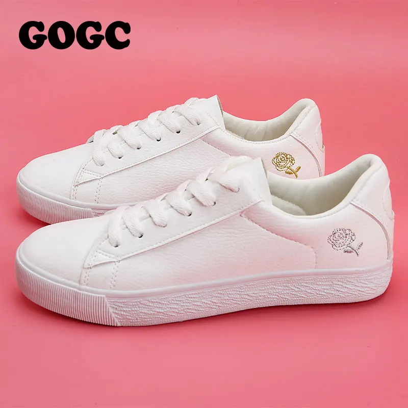 Кроссовки GOGC женские кожаные спортивная обувь белые Тапочки плоские туфли G784