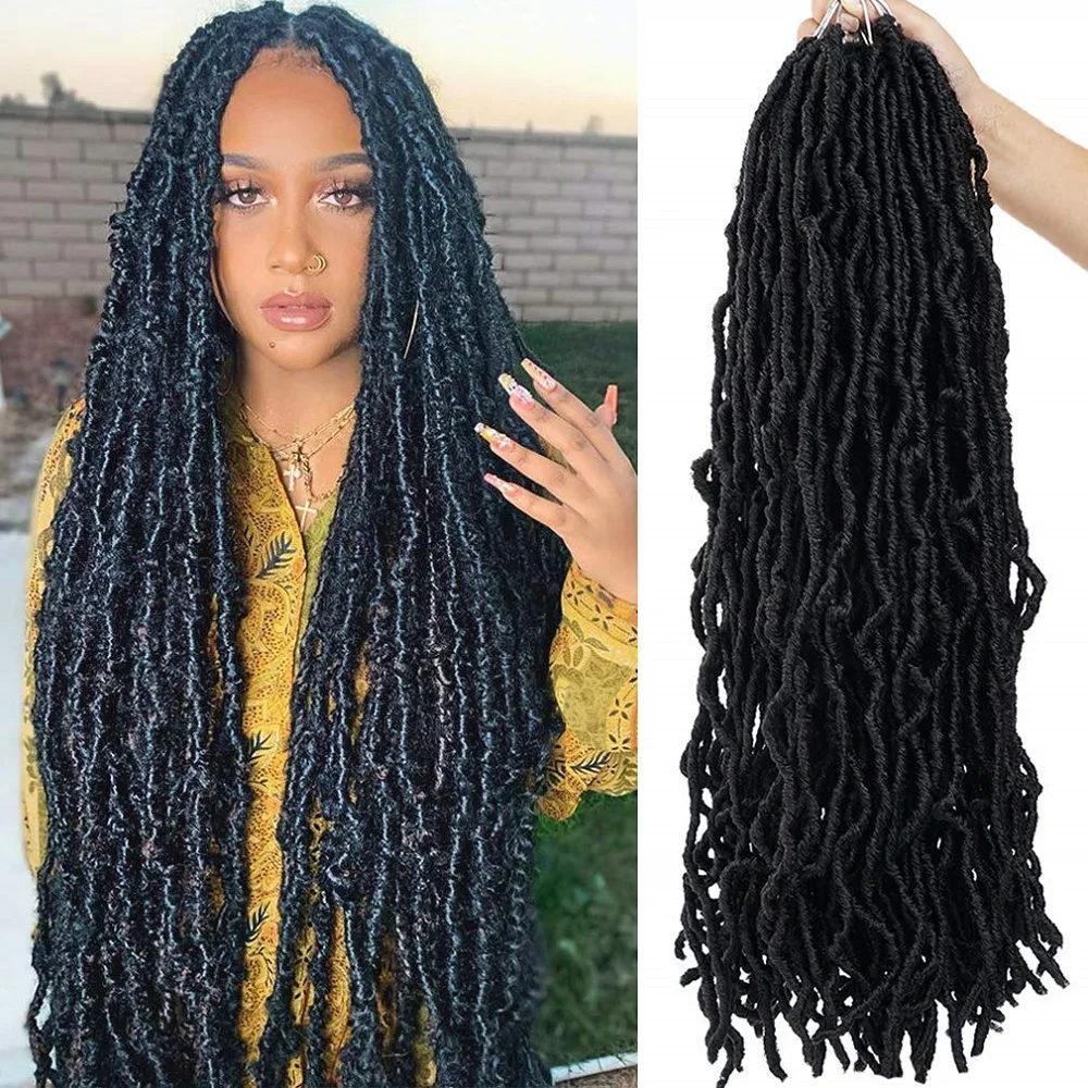 

Belle Show Nu Locs Crochet Hair 18 24 Inch Long Soft Faux Locs Hook Braids Curly Dreadlock Braiding Hair Extensions Afro Curl