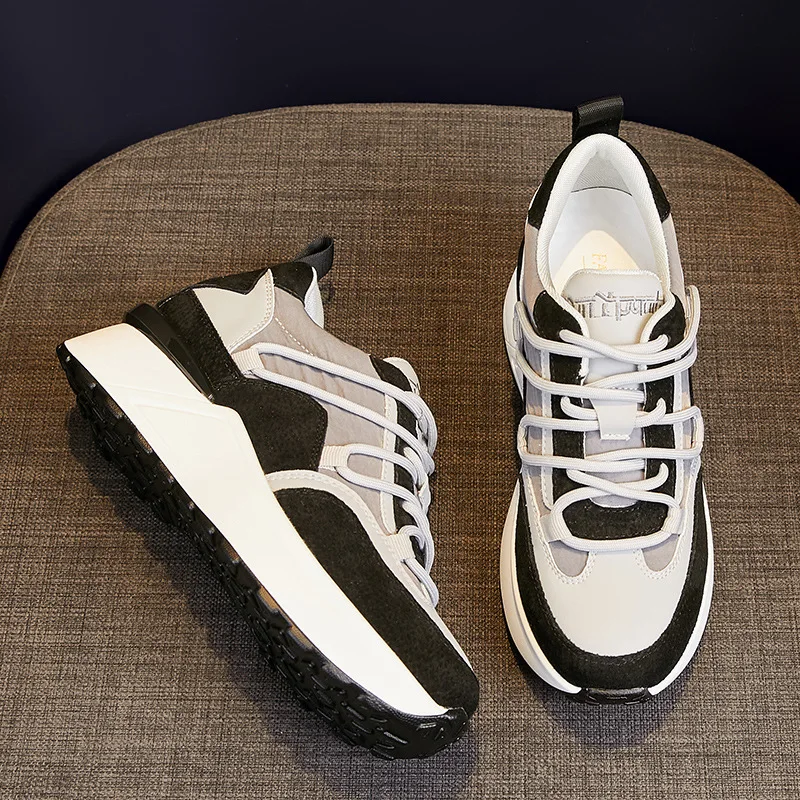 

Shoes Women Spring White Sneakers Platform Genuine Leather Female Winter Warm Fur Sneankers Chunky Heel Thick bottom Shoes