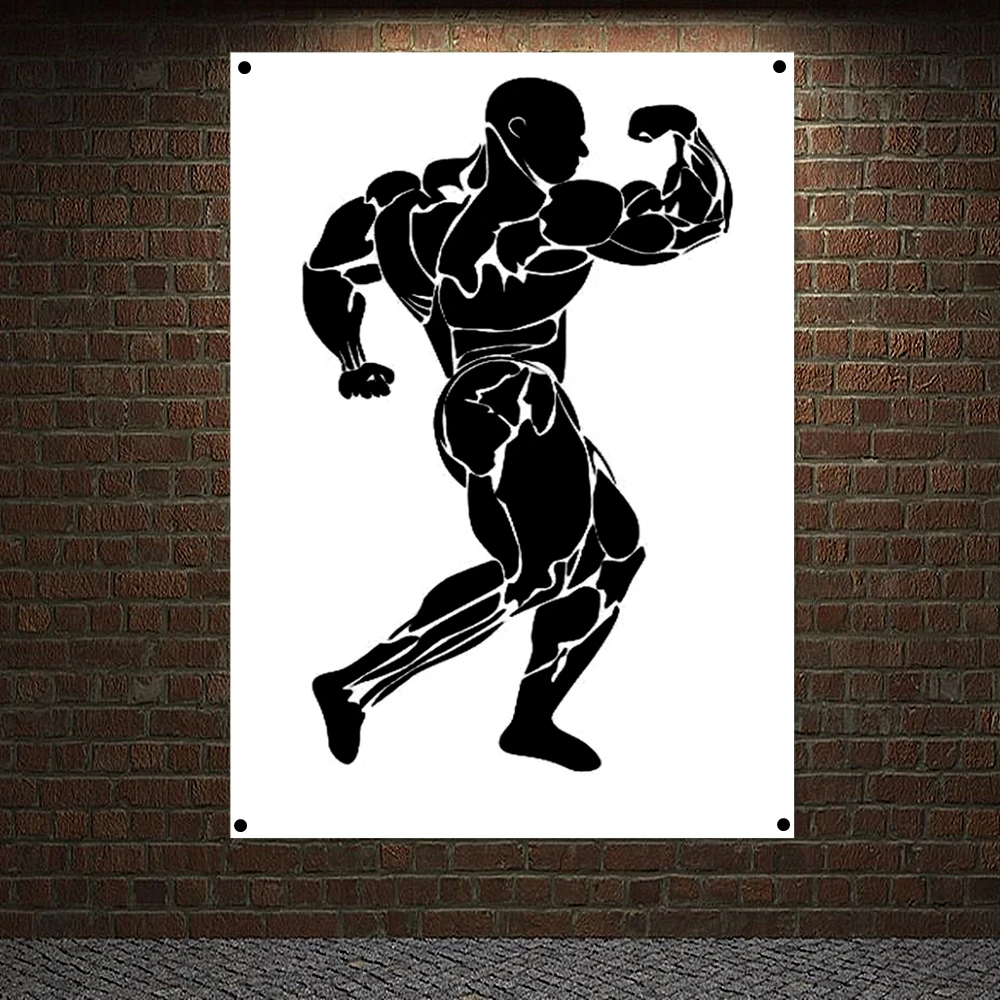 

Strong Abdominal Poster Wall Art Workout Bodybuilding Banner Gym Wall Decor Man Muscular Body Tapestry Flag Canvas Painting C3