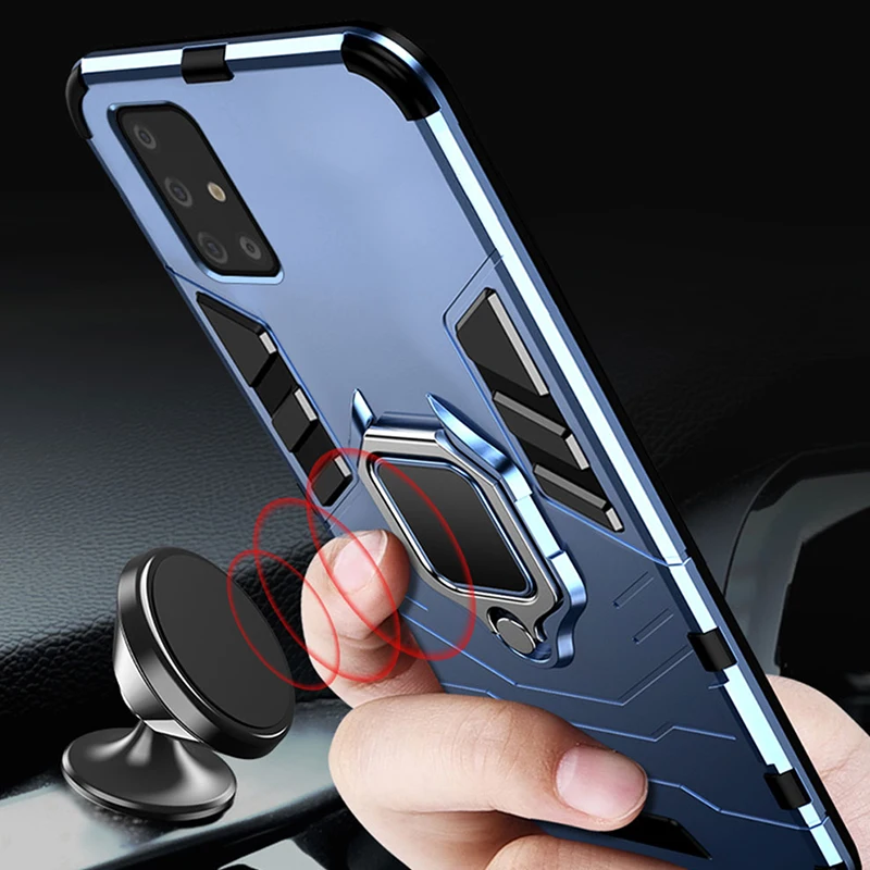 Армированный чехол для Samsung A51 A71 с магнитным кольцом автомобильный держатель