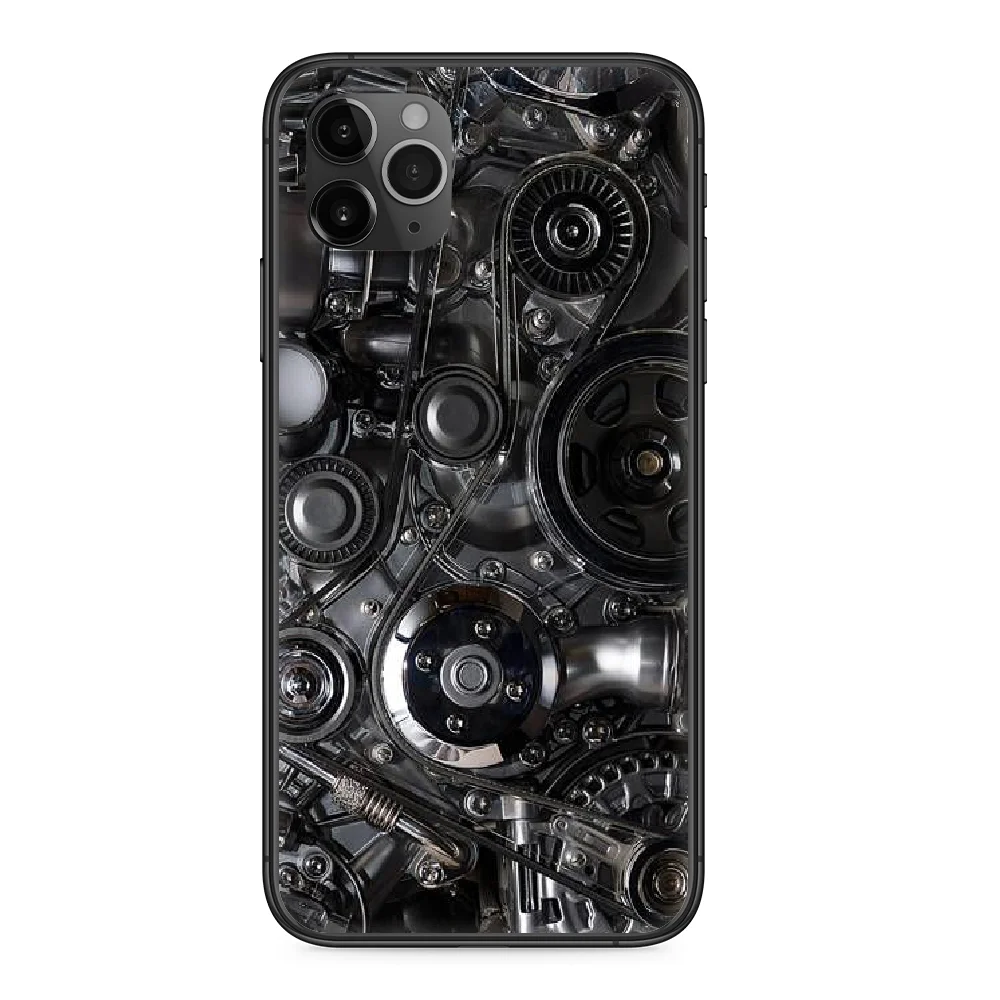 

Net Red Mechanical Technology Phone Case cover For Iphone 11 7 8 XR 5 5C 5S 6 6S PLUS X XS PRO SE 2020 MAX black funda soft