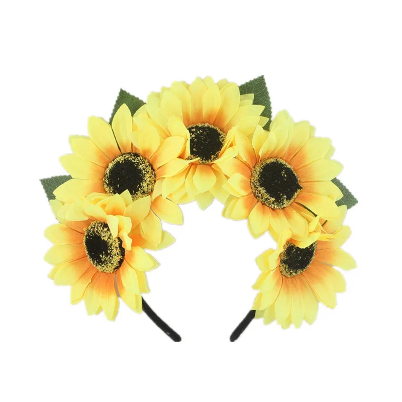 

Sunflower Hairband Bohemia Hawaiian Holiday Hairpin Simulation Daisy Flower Crown Headbands for Women Designer Travel Decorate