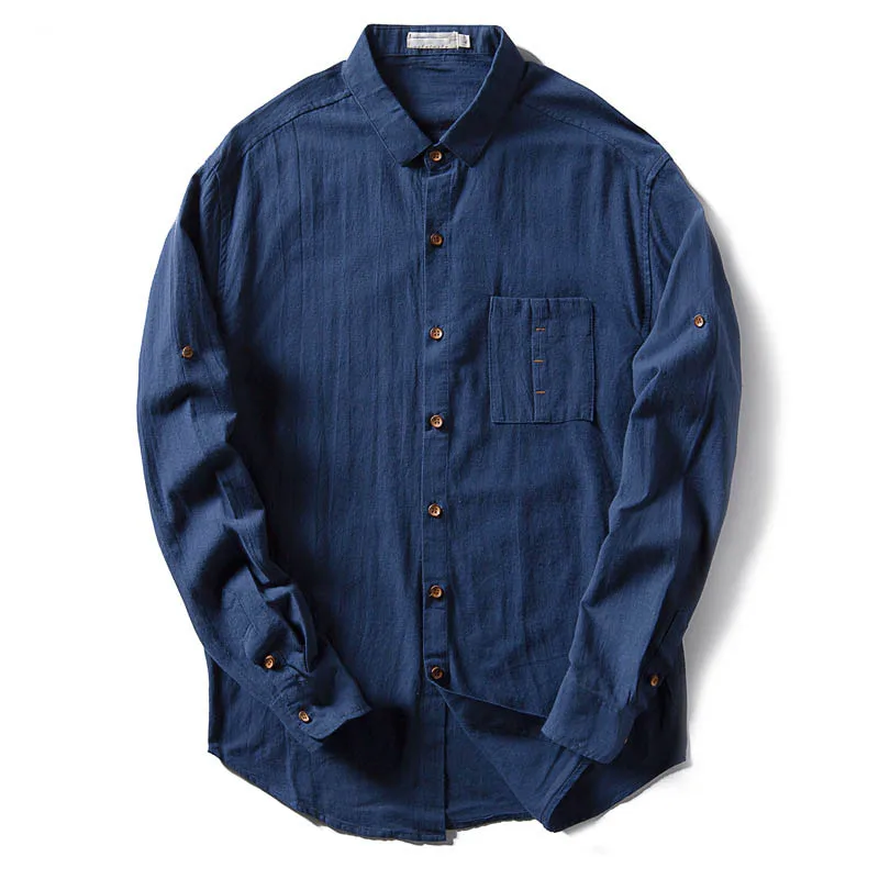 

Trendy Breathable Cotton Linen Print Casual Men's Dress Shirt Button Down Slim Fit Soft Men Shirts Long Sleeve Camisa Masculina