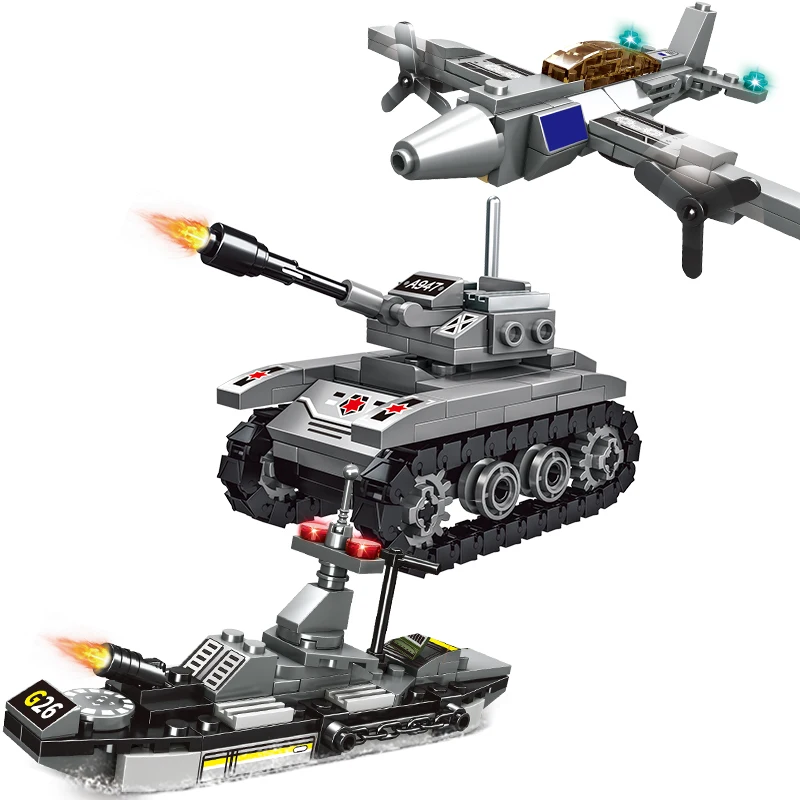 

1030Pcs City WW2 Chariot Trucks Assault Tank Building Blocks High-tech Weapon War Creator Army Military Soldiers Toys For Kids