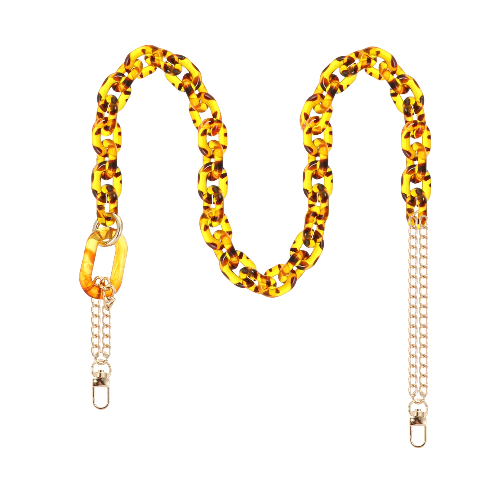 

1pc Chic Leopard Handbag Chain with Metal Buckles Fashion Replacement Bag Strap