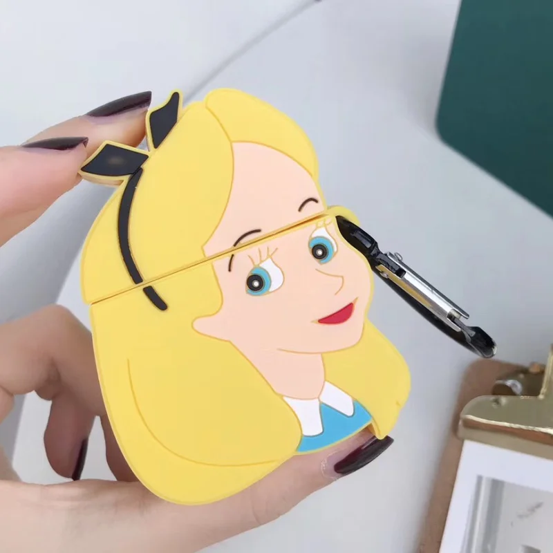 Style 2 Для AirPods чехол силиконовый милый чехол для наушников принцессы для Airpods 2 Чехол для наушников для Apple Air pods чехол для наушников карабин - Цвет: Style 2