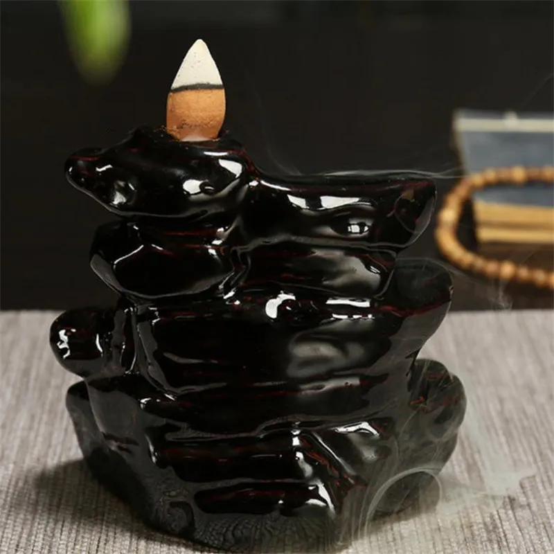 Горы водопад маленький черный Задний поток курильница Керамическая дзен