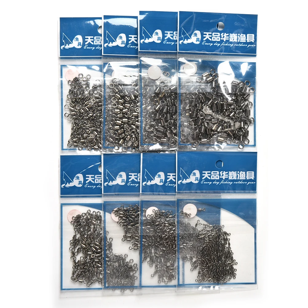 

100Pcs 8 Shape Multi Sizes Ball Bearing Stainless Steel Swivels Fishing Fish Connector Rolling Swivels Rig Sea Carp Fishing Tool