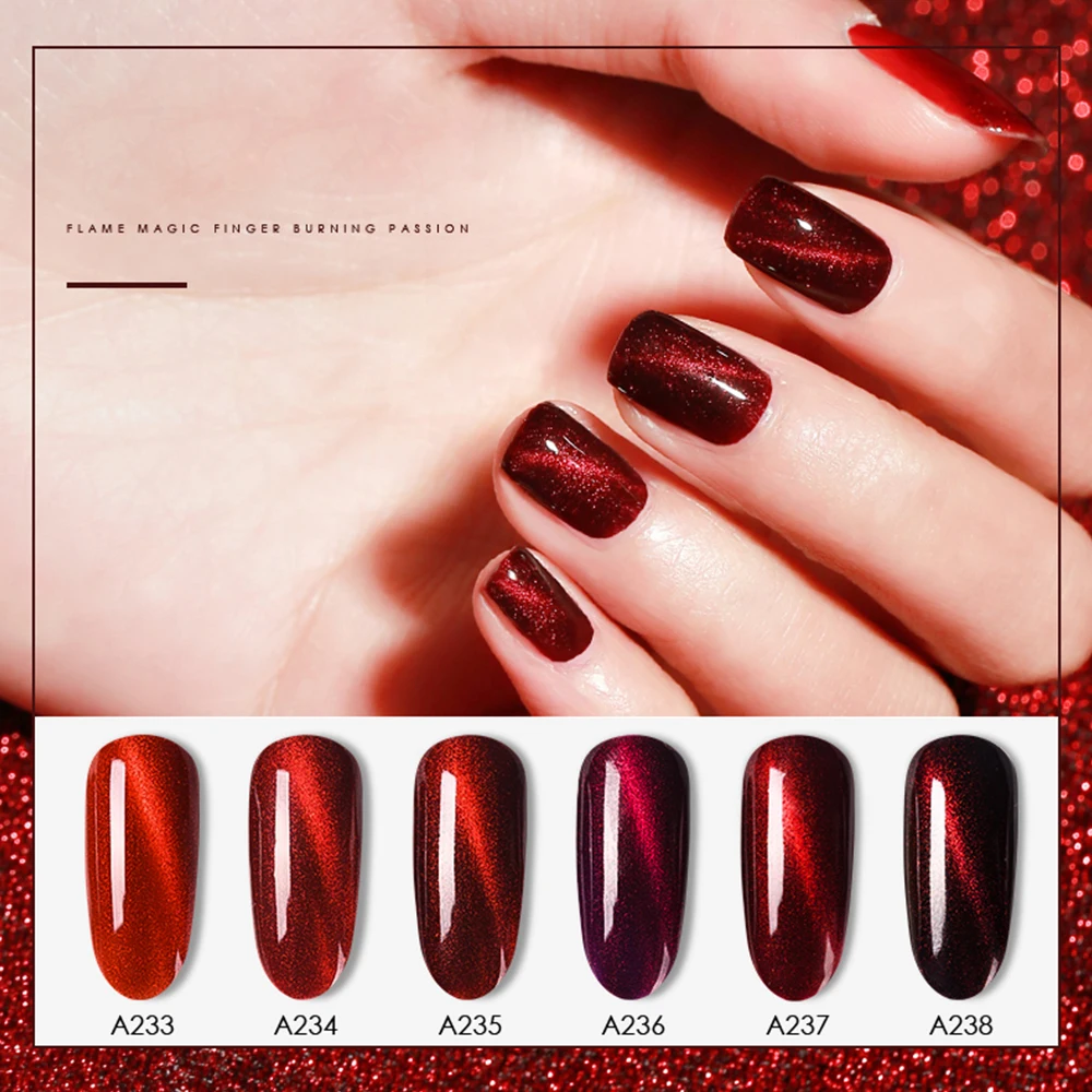 MAYCHAO 6pcs/set Soak Off UV Gel Nail Polish Cat Eye Glitter Art Design Varnish Lacuqer | Красота и здоровье
