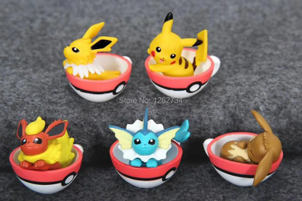 Симпатичные 5 шт. Pika Eev Flareon Vaporeon Jolteon 3 см экшн фигурки из ПВХ в розницу|Игровые и