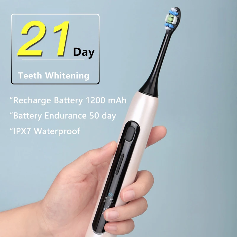 

SOUNESS V2 Sonic Electric Toothbrush Adult IPX7 Waterproof Rechargeable LCD Color Screen Toothbrush 2021 NEW