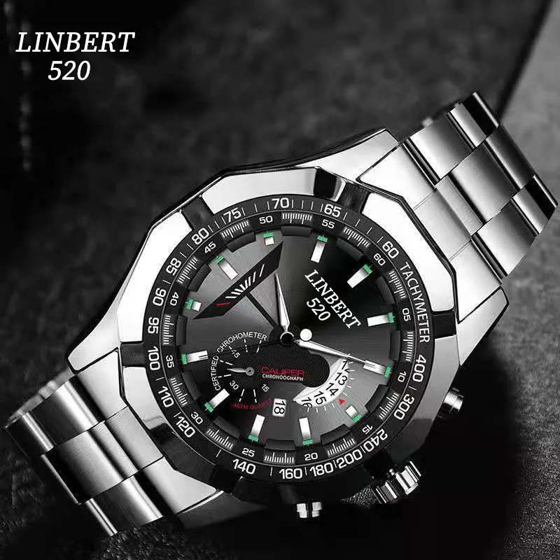 Лидер продаж 2021 мужские часы LINBERT браслет из нержавеющей стали светящиеся