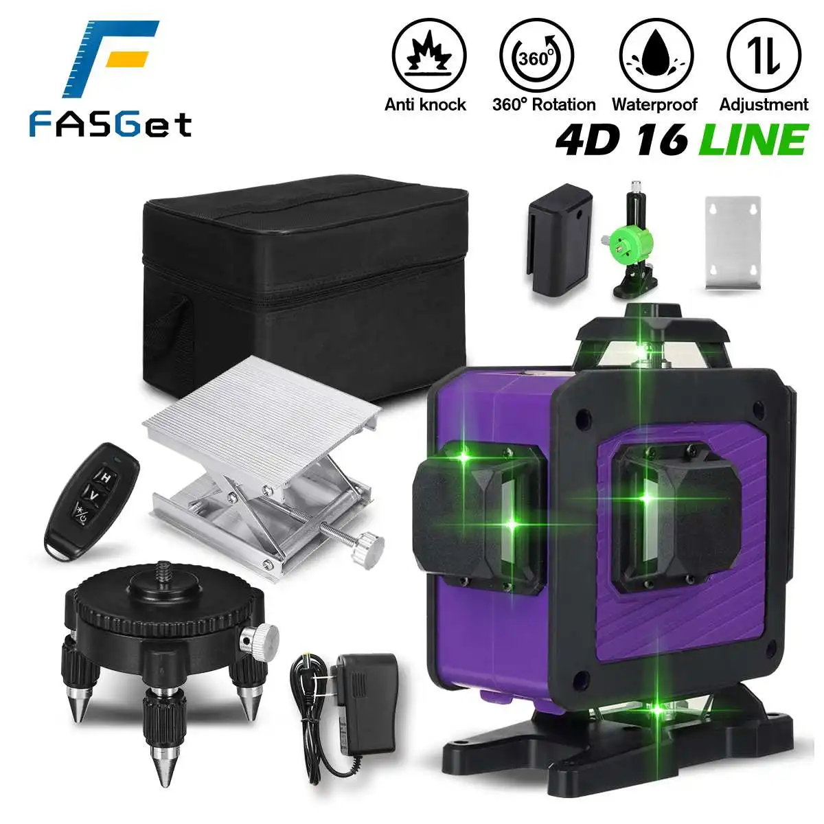 

16 Lines 4D Laser Level green line SelfLeveling 360 Horizontal And Vertical Super Powerful Laser level green Beam laser level