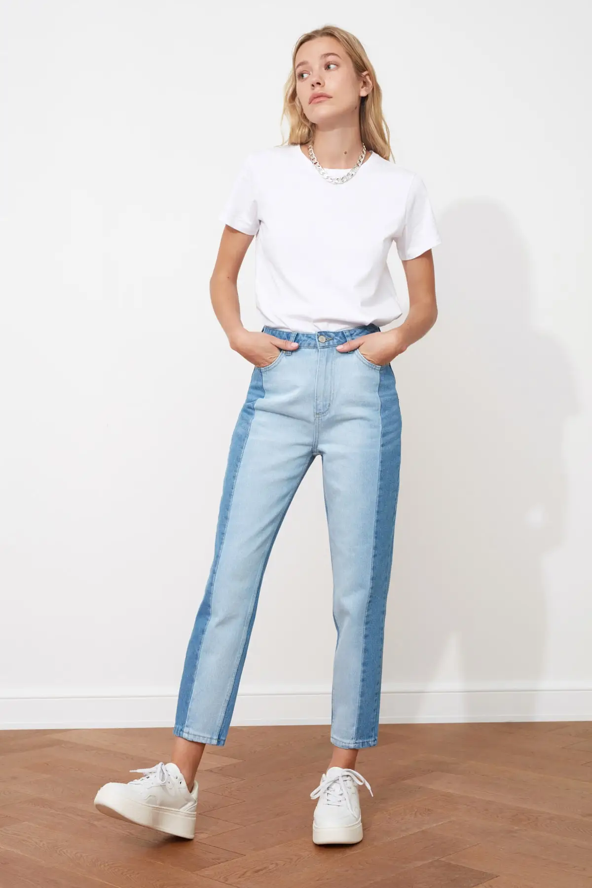 

Trendyol Blocky High Bel Mom Jeans T Jeans Trousers Casual Denim Outerwear Blue Streetwear Vintage Women Fashion Jeans 2021