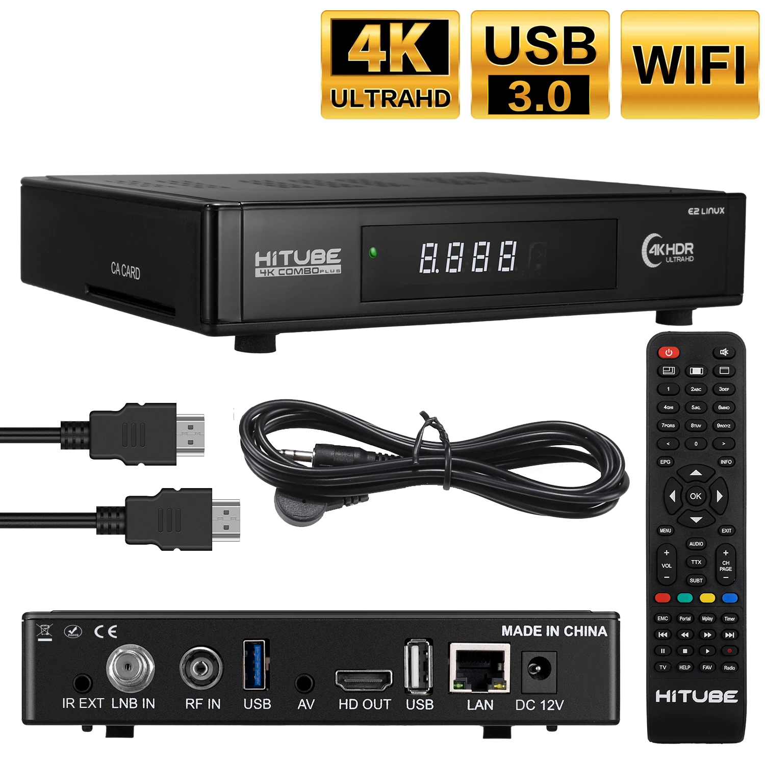 Billig Neueste Hitube 4K Combo Plus UHD Linux E2 Satellite Empfänger Mit DVB-S2X Multistream Und DVB-C/T2 Tuner, Hitube E2 Sat Empfänger