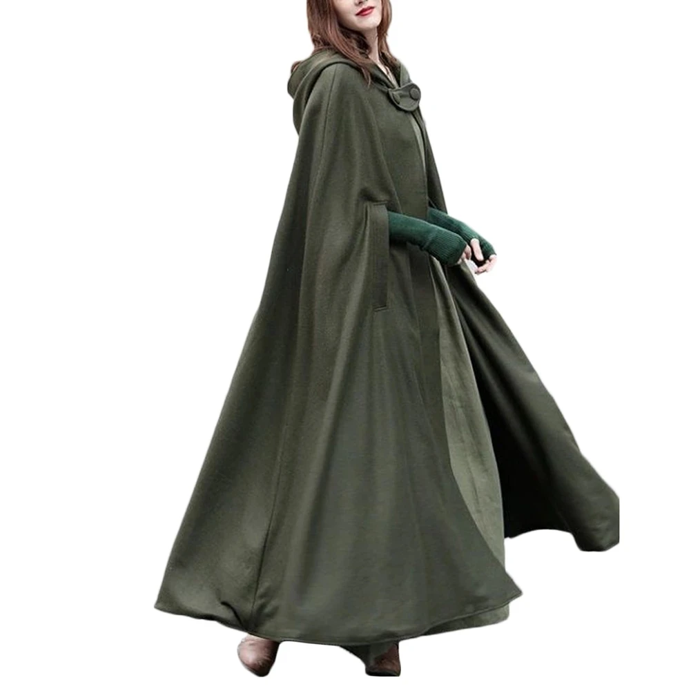 

Women Casual Hooded Loose Cape Jacket Coats Cloak KZ212